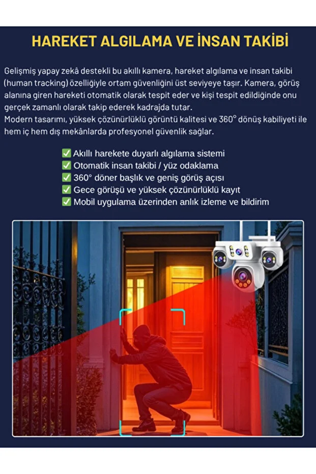 XCAMPRO 8 Kameralı 20MP NVR Güvenlik Kamerası Seti (256GB SSD Dahil) – 4K AOV PTZ Kontrol 7/24 Kayıt